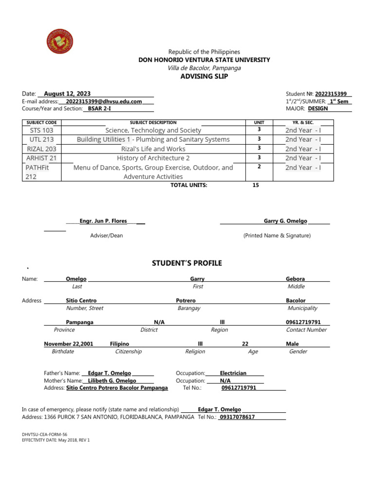 Advising-Slip | PDF