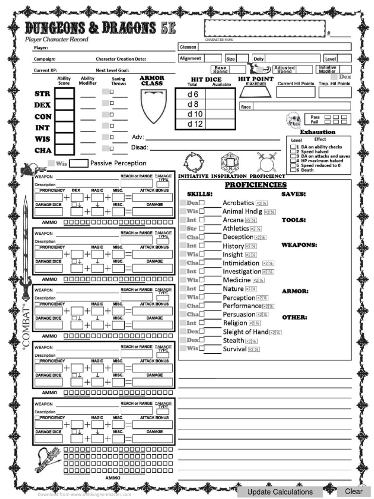 Character sheet multiclass with artificer v2 pdf