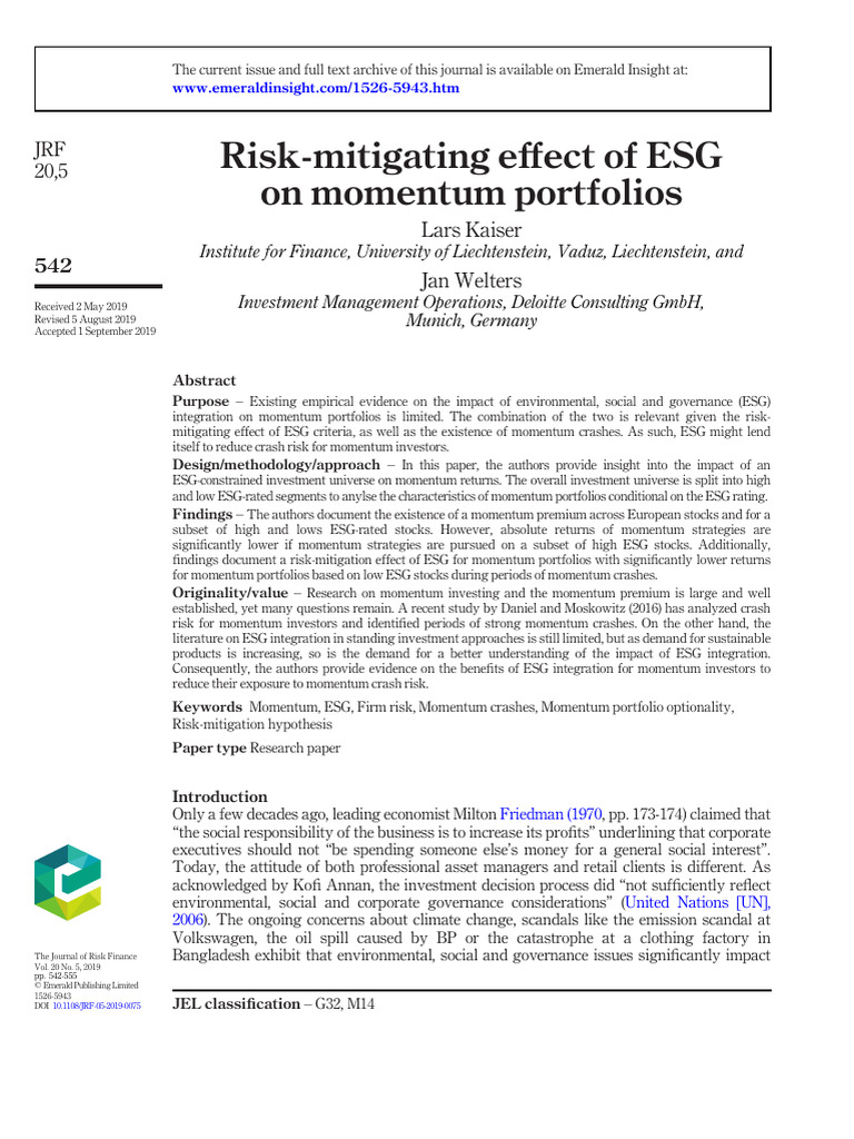 ESG3 | PDF | Investing | Sharpe Ratio