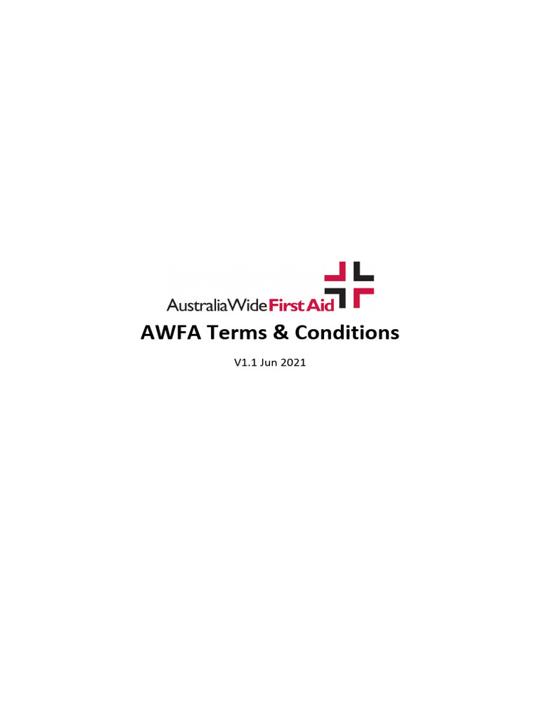 Australia Wide First Aid Terms Conditions PDF