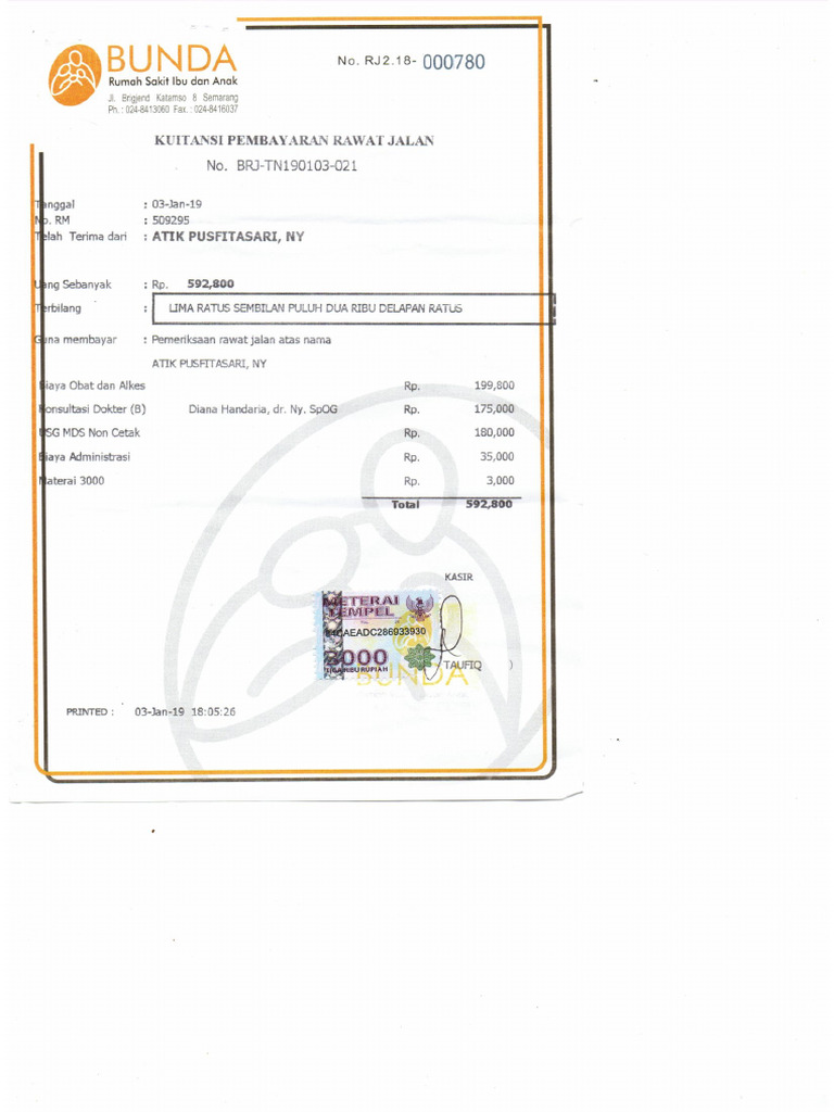 Kwitansi Rawat Dan Obat | PDF