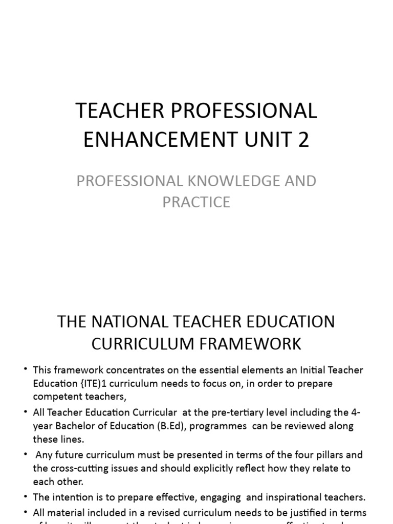 National Teacher Education Framework | PDF | Curriculum | Teachers