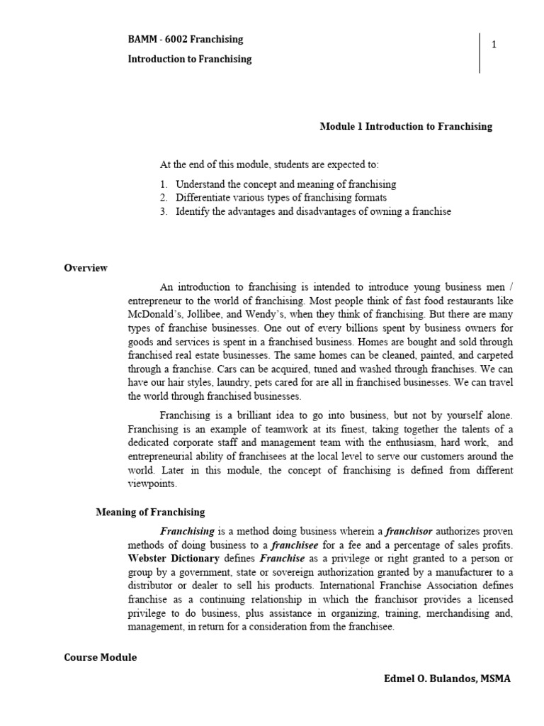 Introduction to Franchising Concepts | PDF | Franchising | Business Law