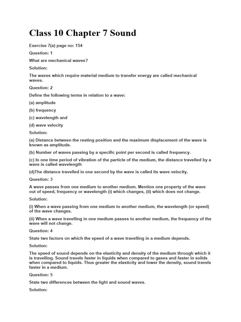 Class 10 chapter 7 sound pdf waves wavelength