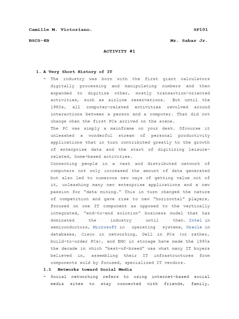 SP101 Activity#1 | Download Free PDF | Technological Convergence ...