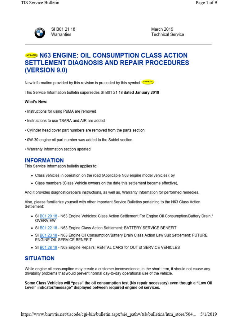 N63 Engine Oil Consumption Class Action PDF Motor Oil Turbocharger