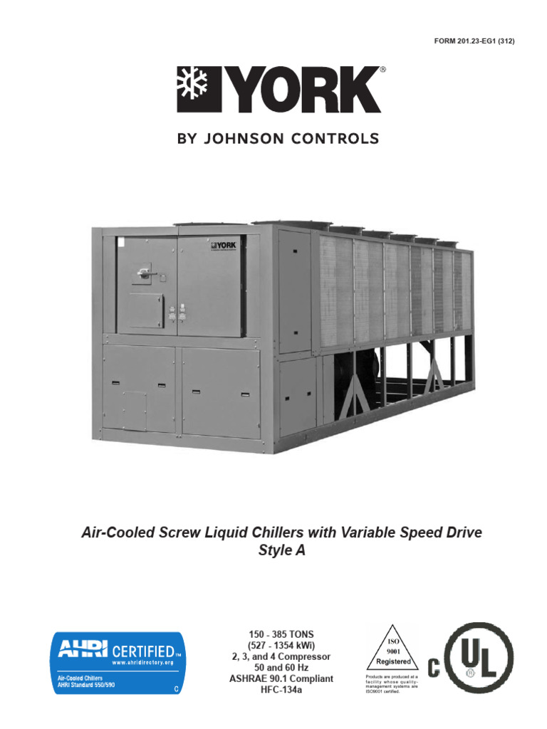York YCIV Chiller Specifications Guide | PDF | Technology & Engineering