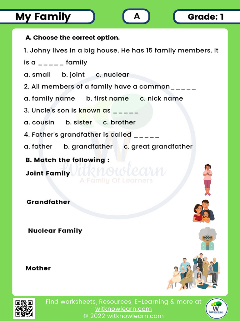 My Family Worksheet For Class 1 0 2022 07 08 125648 | PDF | Social Science  | Language Arts \u0026 Discipline, image size:768x1024
