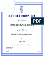 TESDA - Maintain Computer Systems and Networks Certificate of Completion