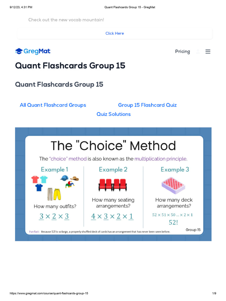 Quant Flashcards Group 15 - GregMat | PDF | Learning | Educational ...