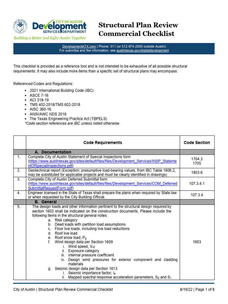 COM StructuralPlanReviewCommercialChecklist | PDF