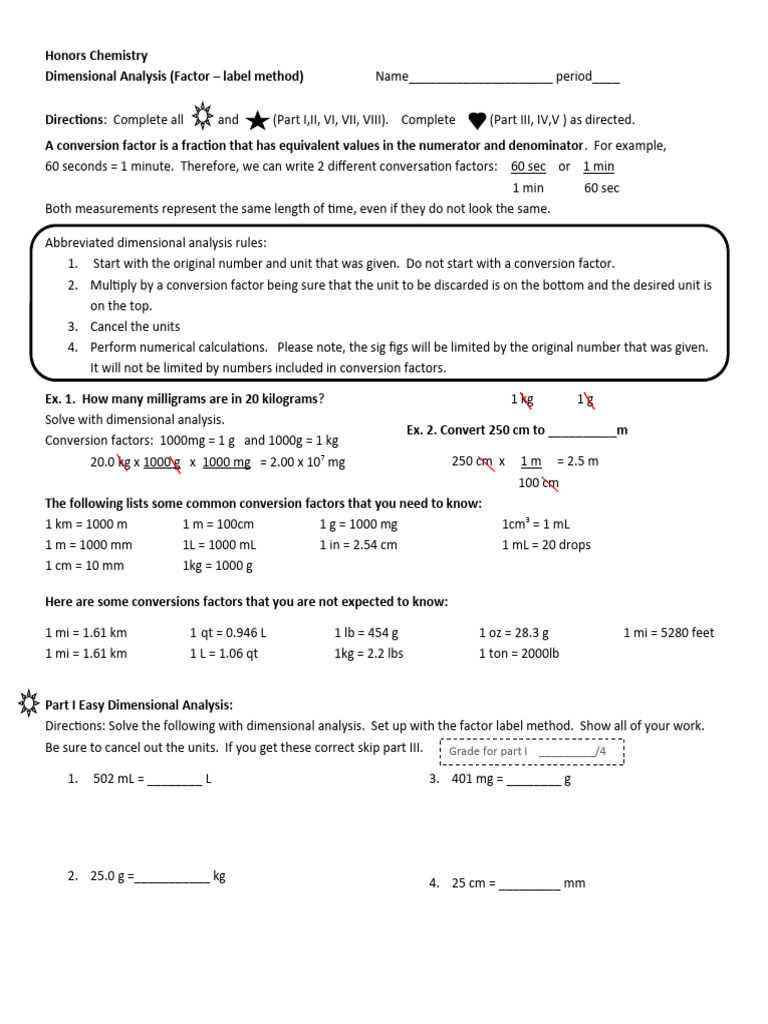 Ws 3 Ws 4 Dimensional Analysis Pdf Density Volume