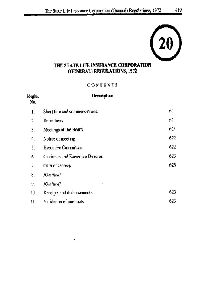 State Life Insurance General Regulations 1972 | PDF