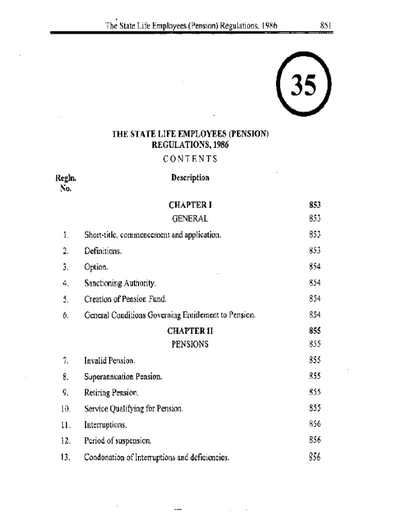 State Life Insurance Pension Regulations 1986 | PDF