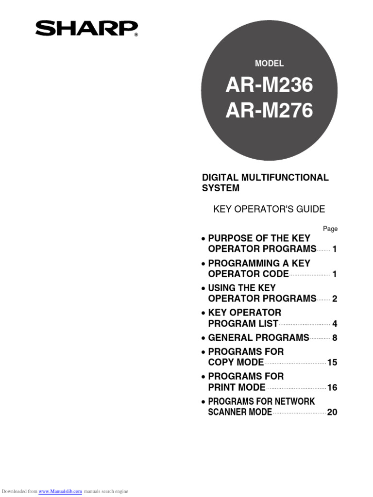 Key Operator Guide for AR-M236/M276 | PDF | Image Scanner | Printer ...