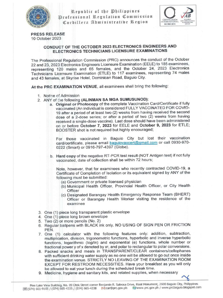 October 2023 Electronics Licensure Exam Guide | PDF | Logarithm