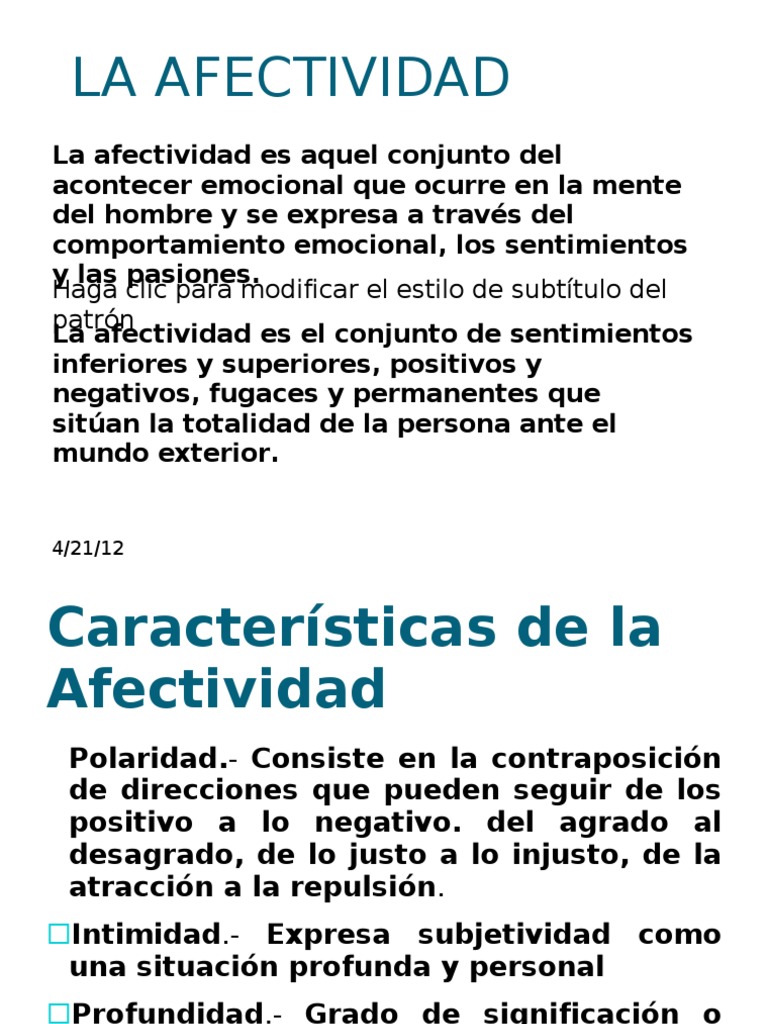 Definición y características de la afectividad | PDF | Las emociones ...