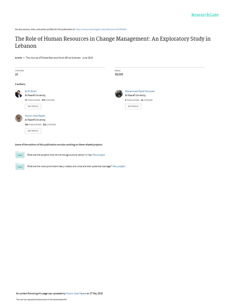 HR's Role in Change Management | PDF | Human Resource Management ...