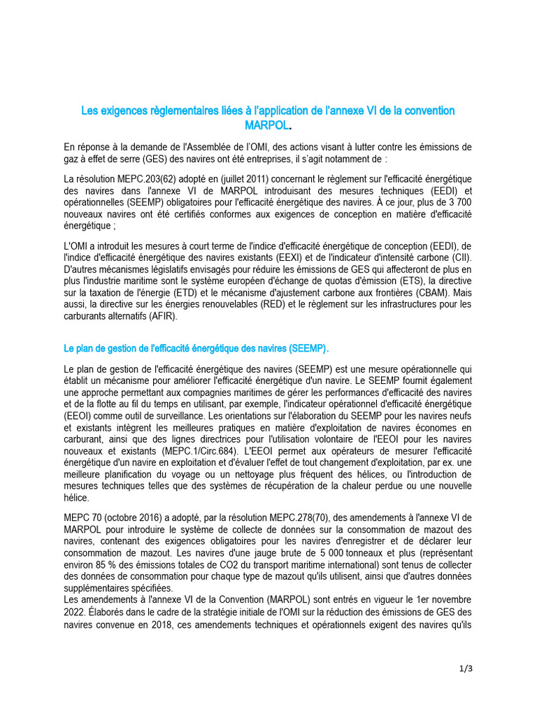 Les Exigences Règlementaires Liées À La MARPOL Annexe VI | PDF