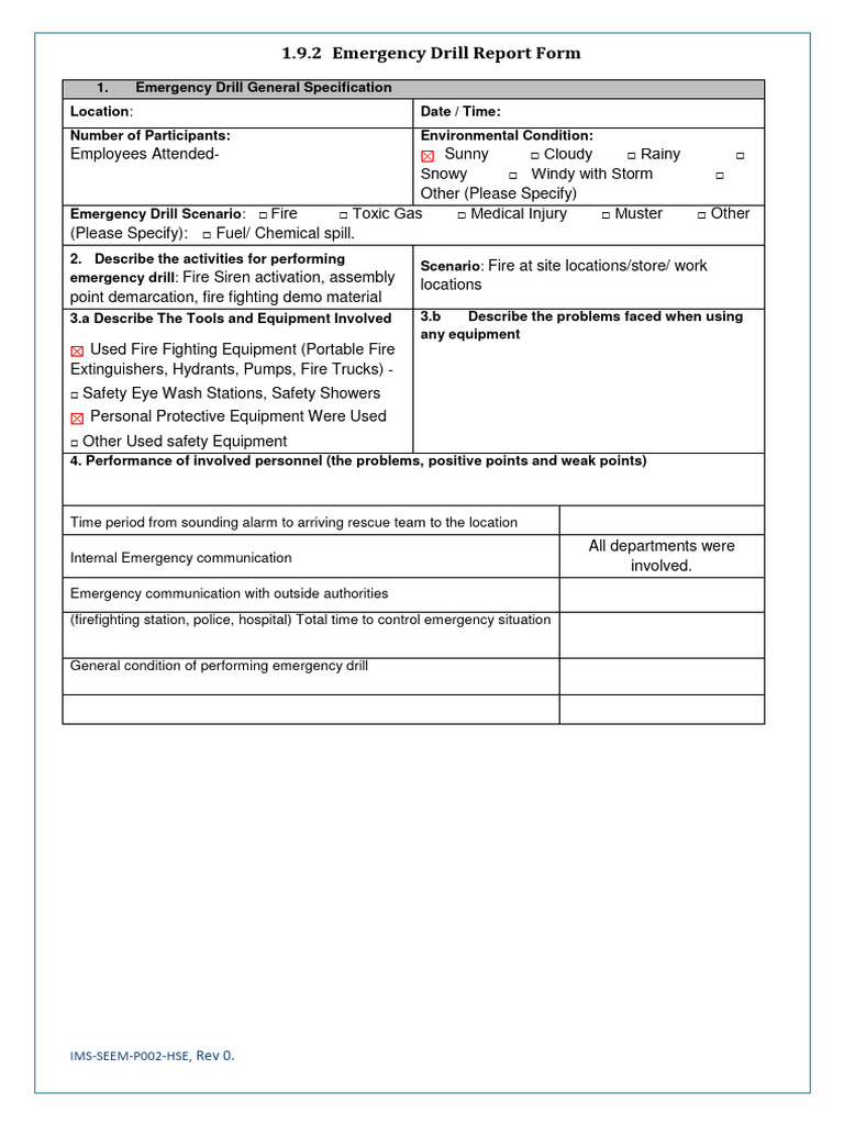 Emergency Drill Report Template | PDF