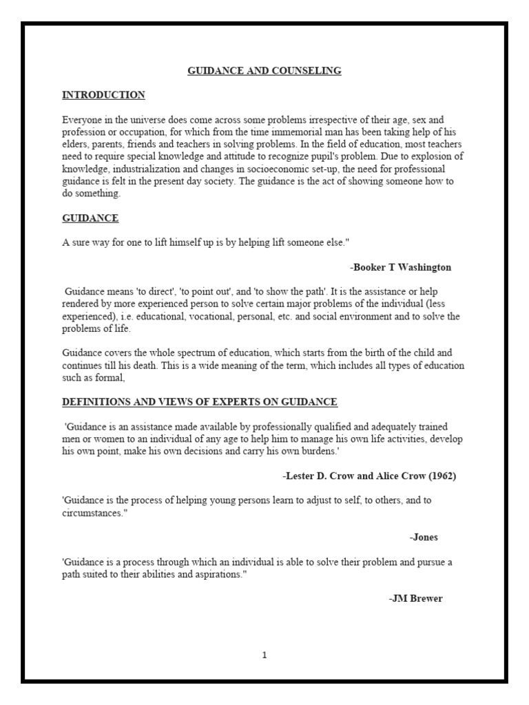 Guidance and Counseling Overview | PDF | Psychotherapy | School Counselor
