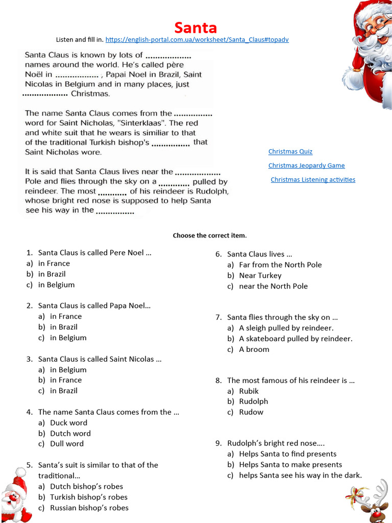 Santa Claus Worksheet | PDF