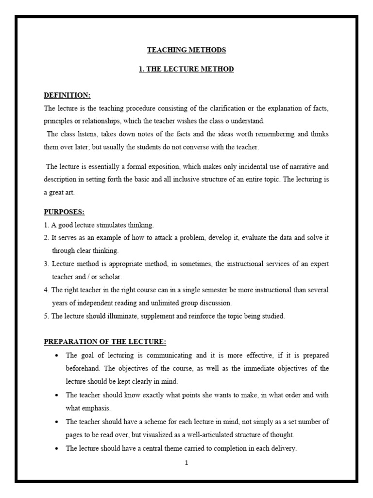 Lecture Method of Teaching Explained | PDF | Simulation | Lecture