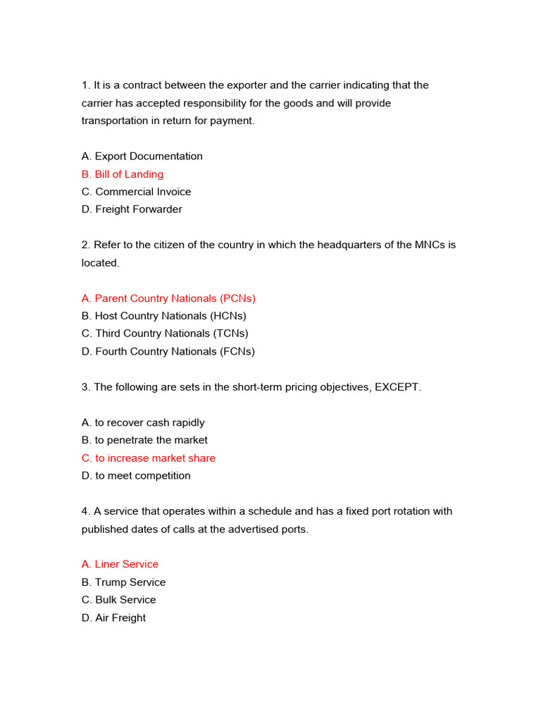 Lesson 10 12 Answer Key 1 PDF Cash Cargo