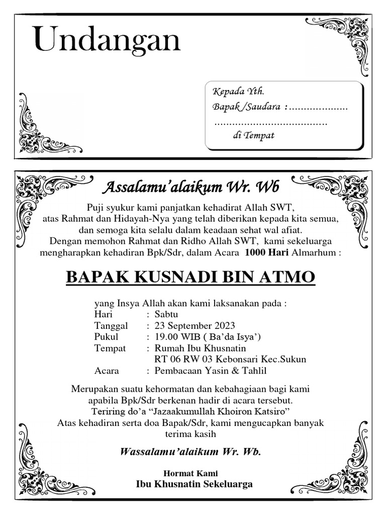Undangan 40 Hari | PDF