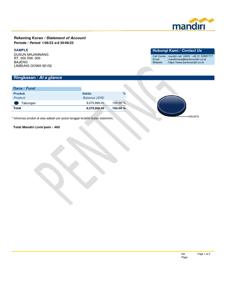Sample Bank Statement Summary | PDF