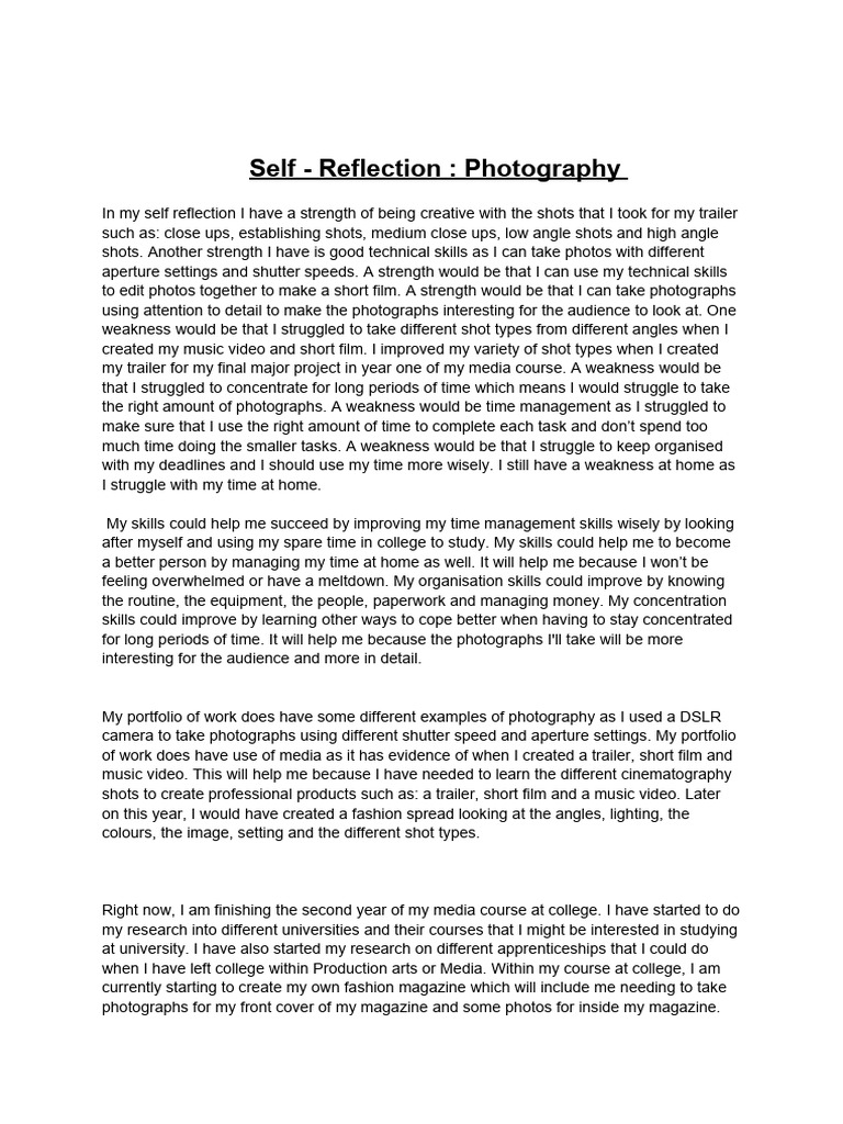 Self - Reflection - Photography | PDF