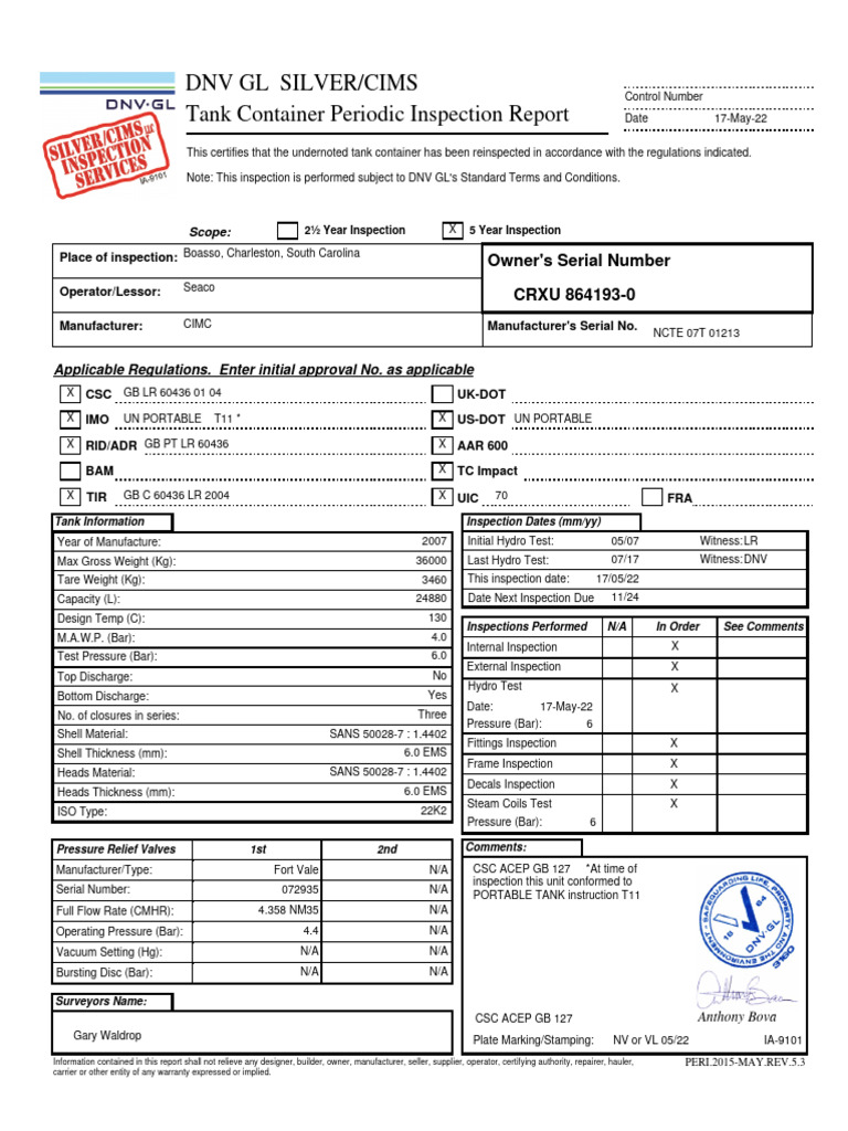 Tank Container Inspection Report | PDF