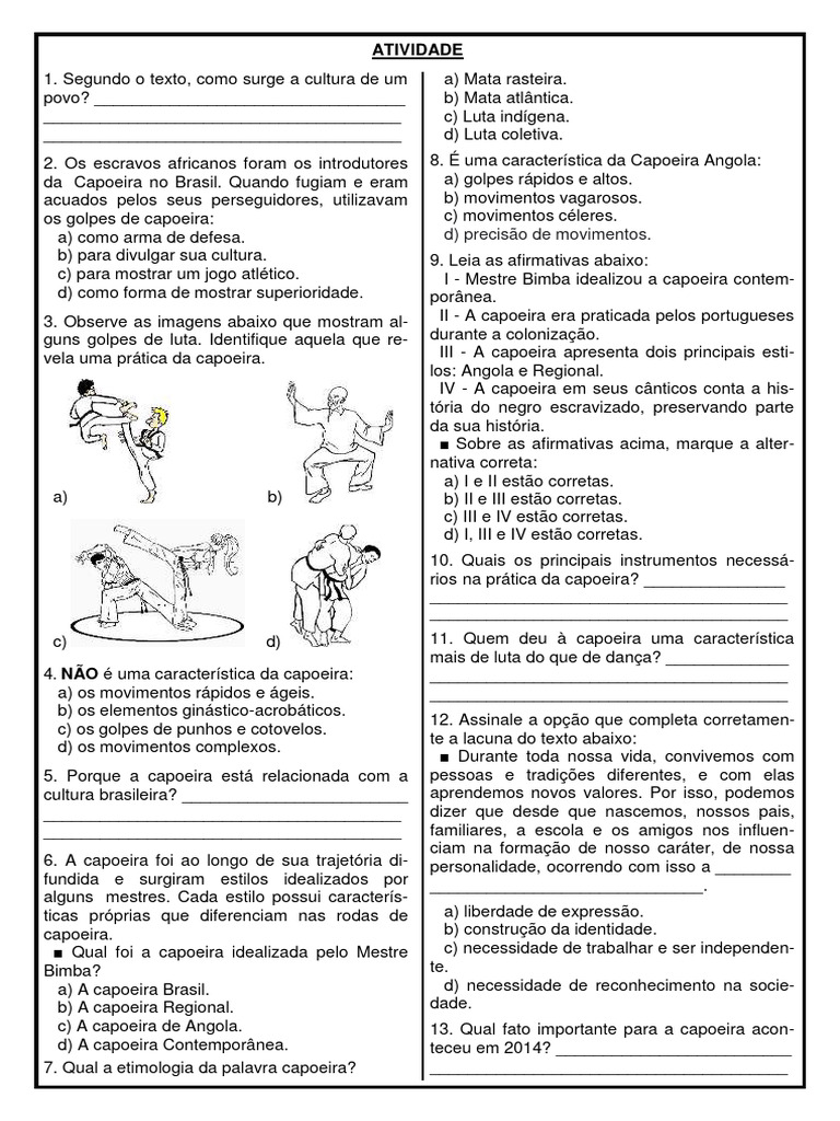 Atividade Capoeira - Ed. Física | PDF