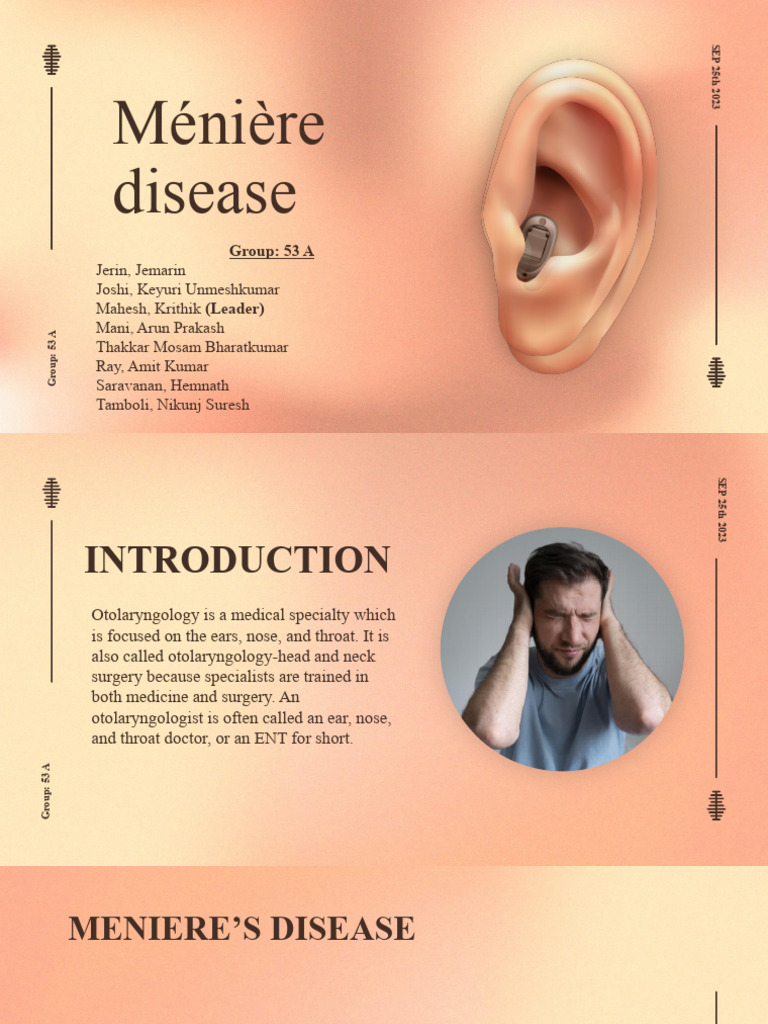 Ménière Disease by Group 53 A PDF Ménière's Disease Vertigo