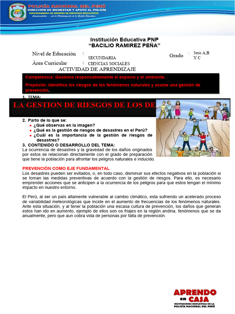 Gestión de Riesgos de Desastres Perú | PDF | Defensa Civil | Riesgo