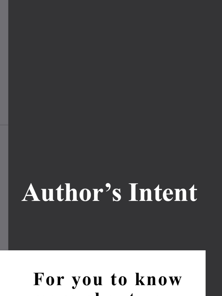 Author's Intent | PDF