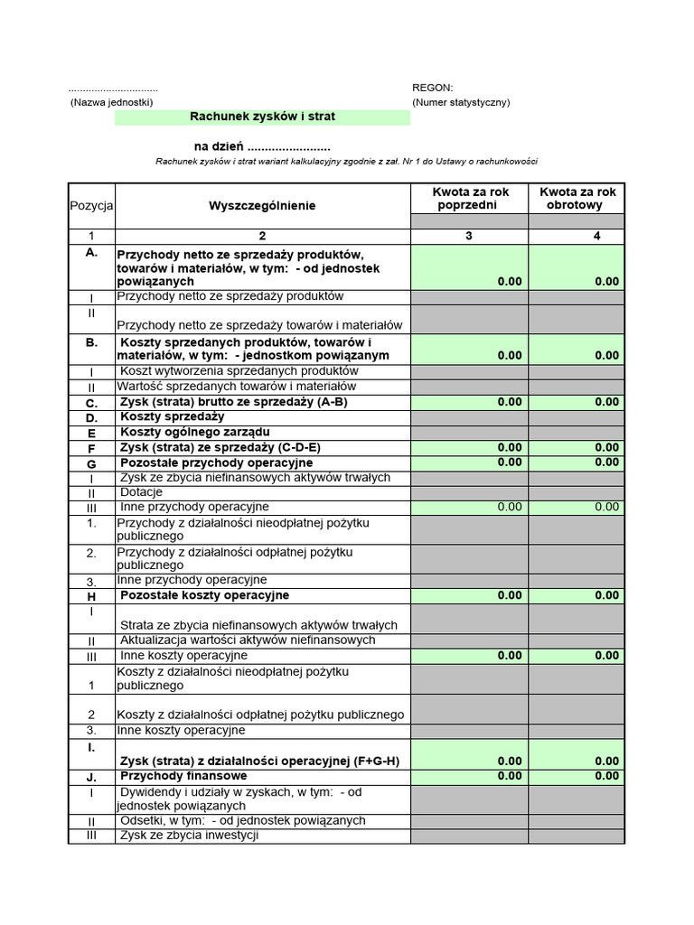 Rachunkowość Wariant Kalkulacyjny | PDF