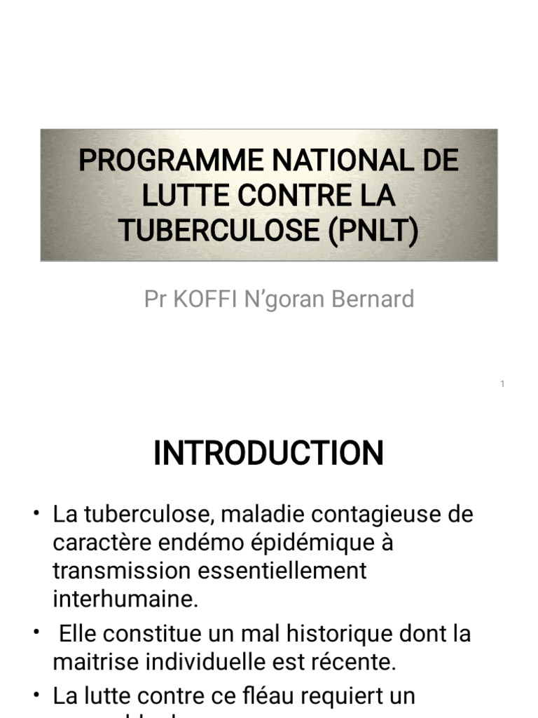 Programme National de Lutte contre la Tuberculose | PDF | Tuberculose ...