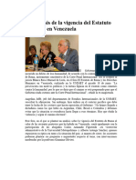 Un Análisis de La Vigencia Del Estatuto de Roma en Venezuela
