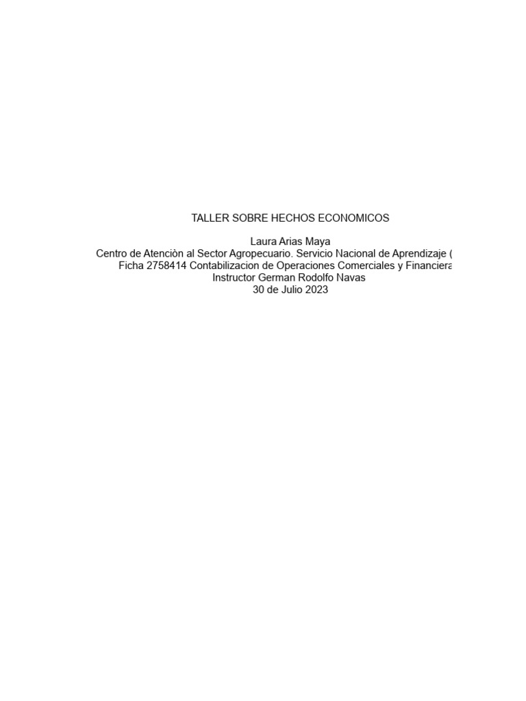 Taller de Hechos Economicos Parte 1 | PDF | Bancos | Cheque