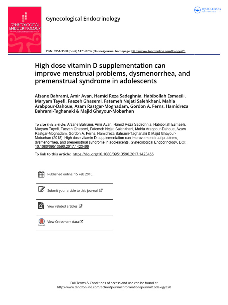 High Dose Vitamin D Supplementation Can Improve Menstrual Problems ...