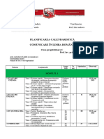 Planificarea Calendaristică Comunicare În Limba Română: Clasa Pregătătitoare C Prof. Înv. Primar Cojocaru Daniela