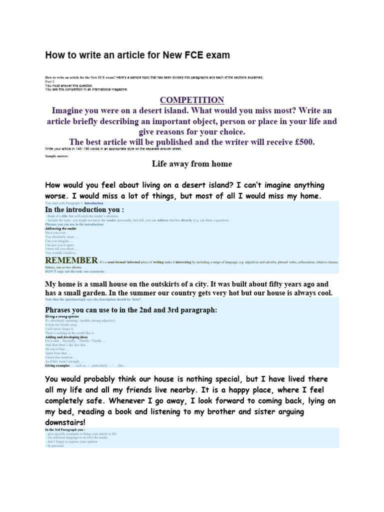 Homework Writing An Article | PDF