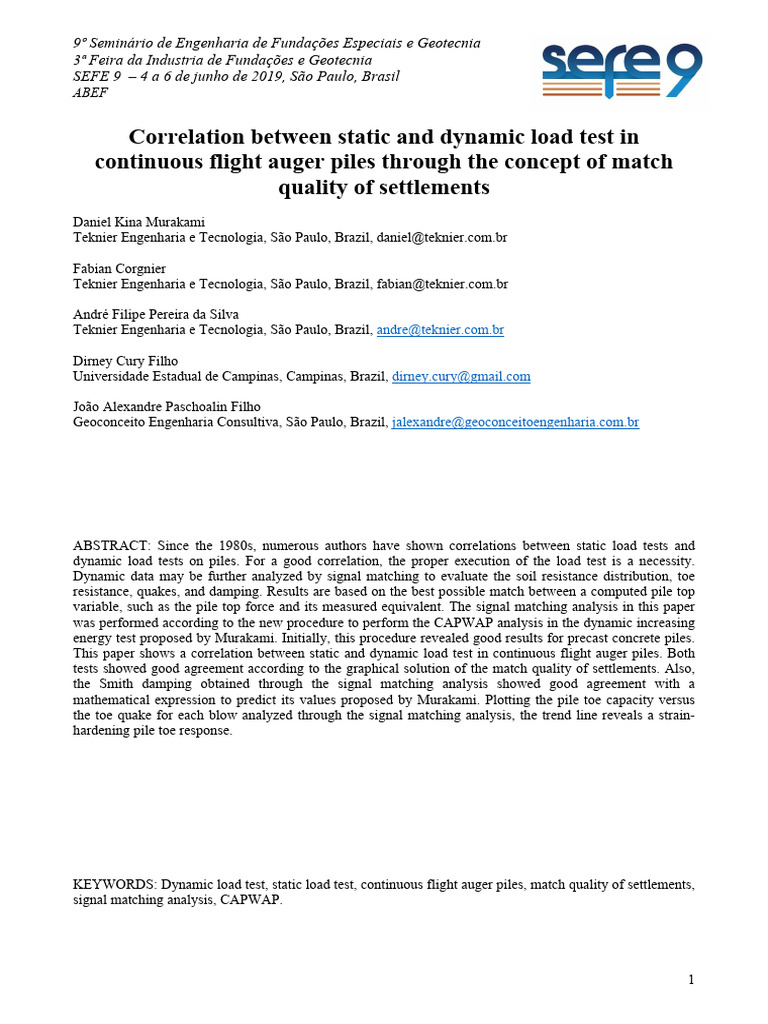 Correlation Between Static and Dynamic Load Test in Continuous Flight ...