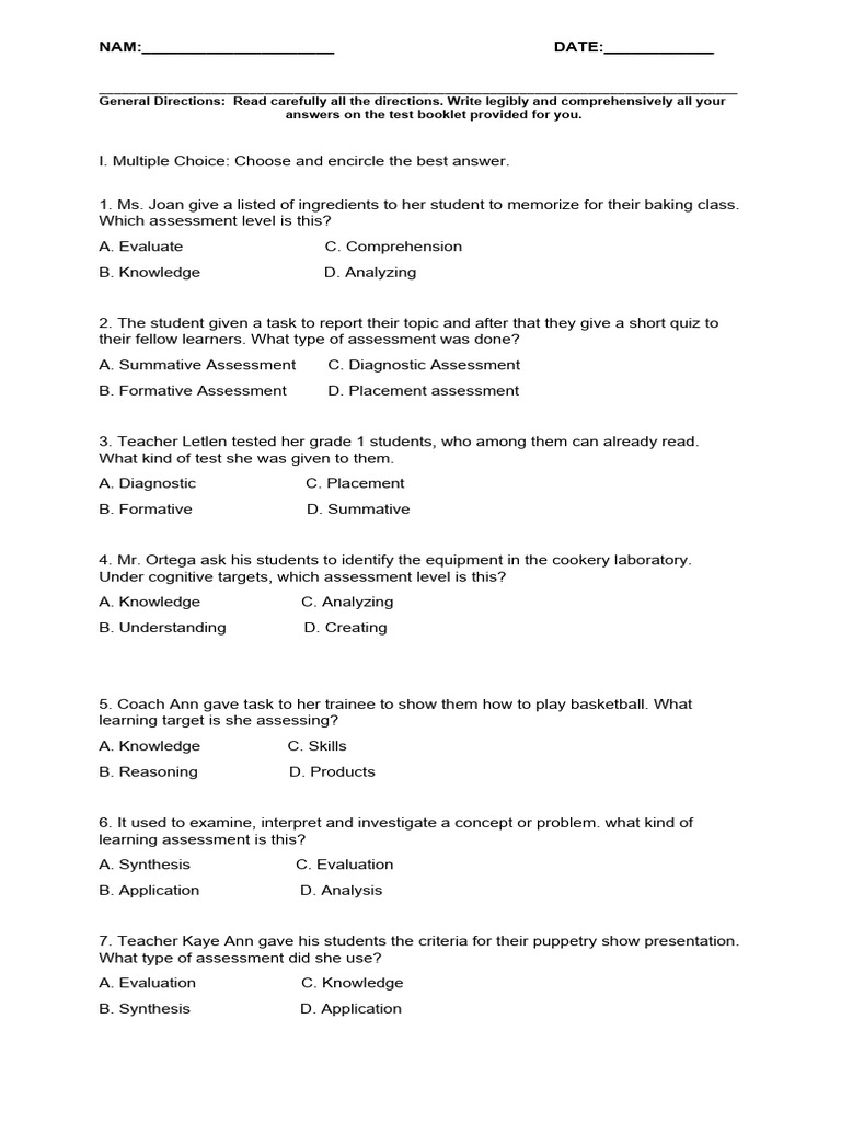 Assessment in Learning 2 Exam Review | PDF | Educational Assessment ...