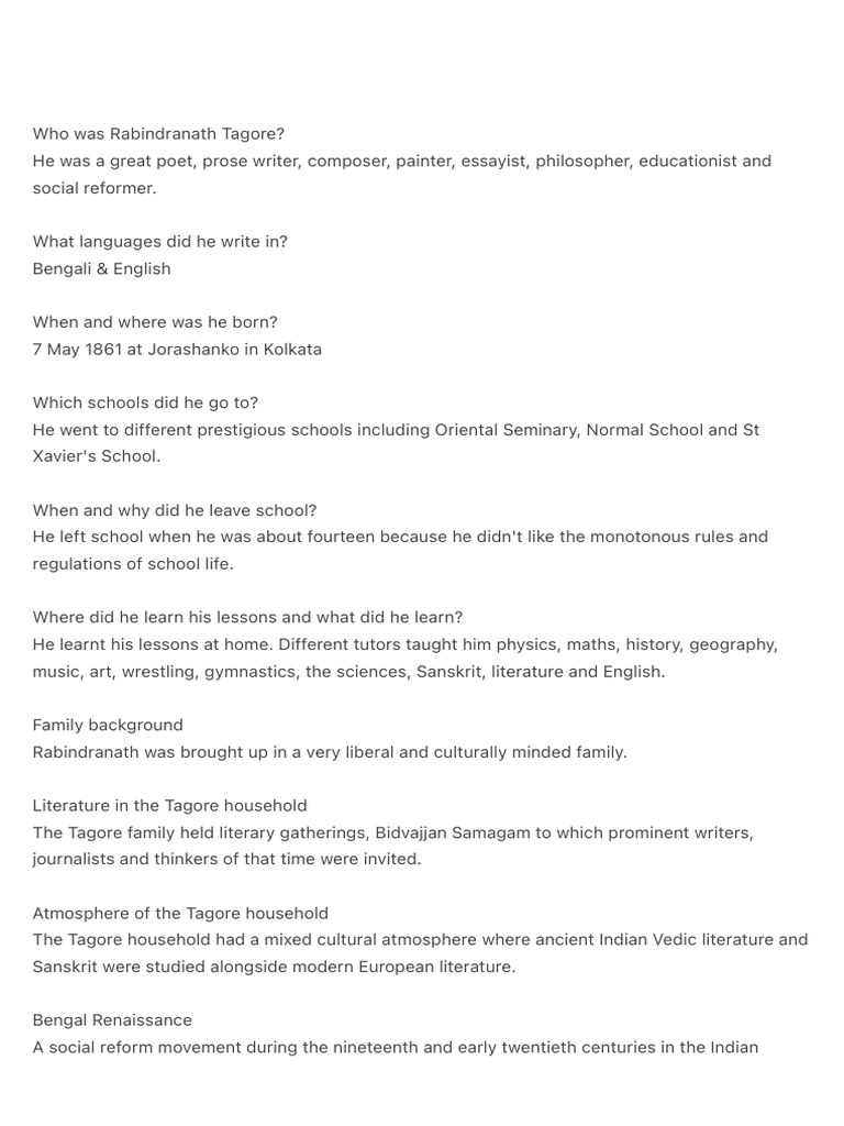 WRITE A AUTOBIOGRAPHY ON RABINDRANATH TAGORE visual data 5