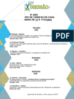 9º ANO Roteiro de Tarefas de Casa SEMANA DE 13 À 17/03/2023: Biologia - Sabrina