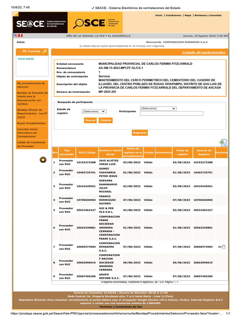 SEACE - Sistema Electrónico de Contrataciones Del Estado | PDF