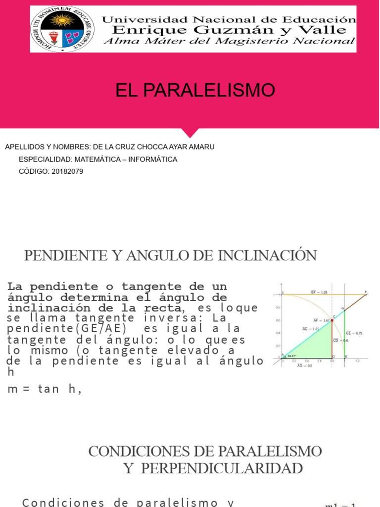 El Paralelismo PDF Pendiente Conceptos matemáticos
