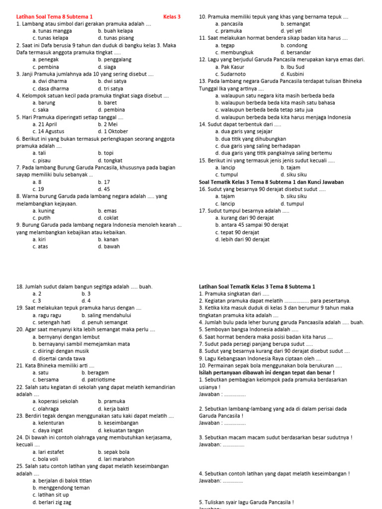 Menguasai Tema 8 Kelas 3 SD Subtema 1: Latihan Soal untuk Pemahaman Mendalam